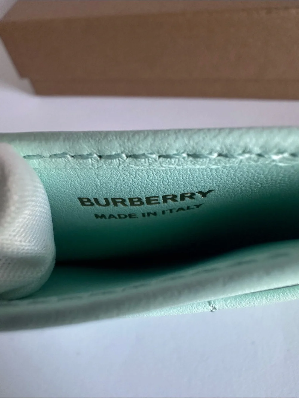 NWT Burberry Lola Cool Mint Quilted Leather TB Card Case Full Set